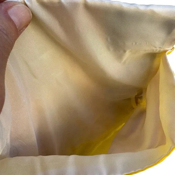 Vintage Gold Silk Brocade Embroidered Jewelry Roll Organizer Travel Case Yellow - Picture 5 of 5